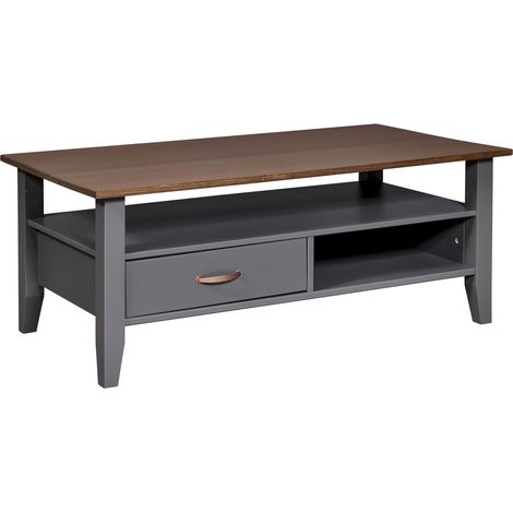 Table Basse Table en Bois Massif Table de Salon Pin Massif Panneau de Particules revêtu Artisan Aspect chêne Anthracite Luzerna (1/5)
