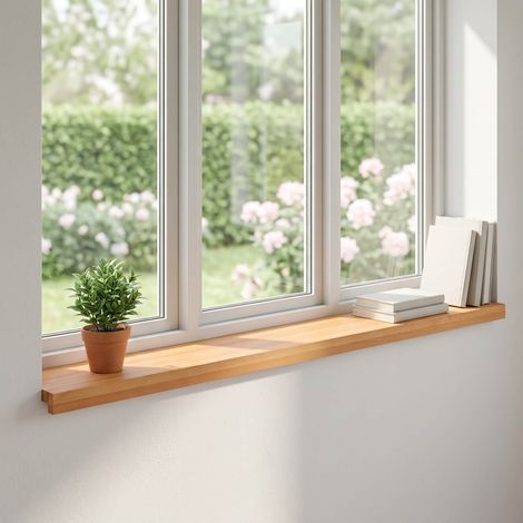 vidaXL Appuis de fenêtre 2 pc Marron Clair 110 x 20 x 2 cm (1/5)