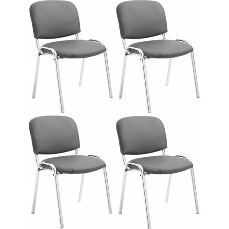 Set 4 Sedie Ufficio Ken Cromo In Similpelle grigio