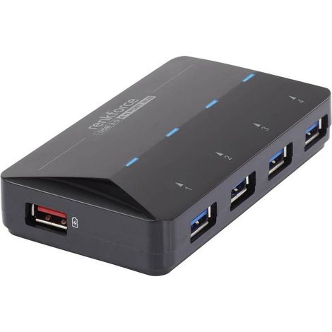[GEBRAUCHT] B-Ware Renkforce 4+1 Port USB 3.0-Hub Verteiler mit Schnellladeport Status-LEDs schwarz (1/2)