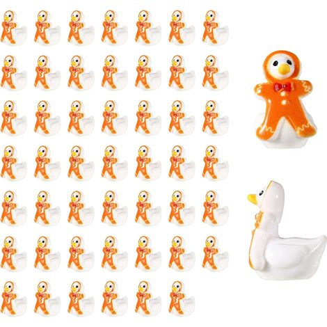 50pcs Mini Oies Noël Résine, Adorables Petites Figurines d'animaux Miniatures pour Maison Poupée Jardin Féerique Fête Bricolage Décoration Accessoires (Style Bonhomme Pain d'Épice) (1/5)