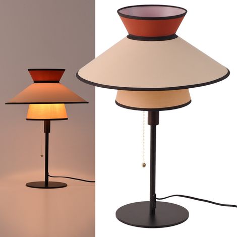 Lampe de table rétro française Ø40 cm, E27, abat-jour textile