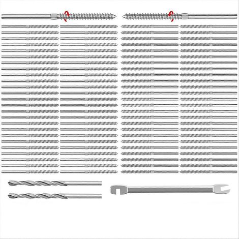 Set mit 100 Nietschrauben für Holzpfosten oder Stahlseilgeländer (1/5)
