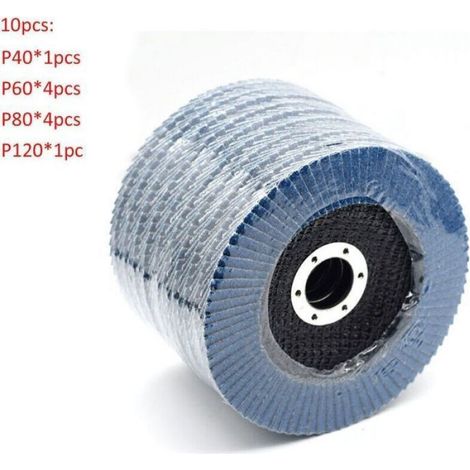 Lot de 10 Disques Abrasifs à Lamelles 125mm Poncage Acier Inox Bois Métal Grain 40/60/80/120 Disques de ponçage à compartiments po (1/5)