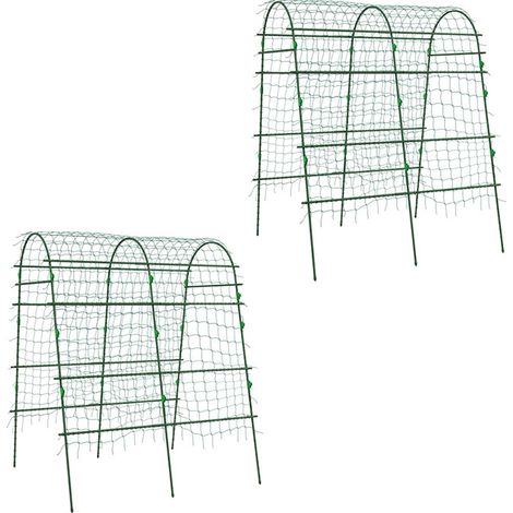 2er-Set rankgitter Rankhilfe für Kletterpflanzen verstellbares Spalier Pflanzengitter mit Netz Pflanzengerüst für Garten Balkon Stahl grün 144 x 167 x 206 cm