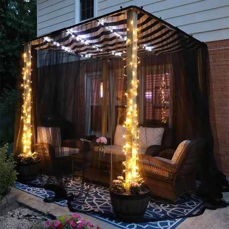 Lot de 2 moustiquaires d'extérieur noires de 160 x 305 cm, protection contre les insectes, pour jardin et terrasse. Moustiquaire anti-mouches. (1/5)