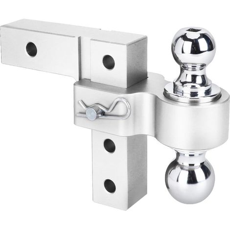 Kit De Support De Boule De Crochet De Remorque avec Remorque À Bille De 2 Pouces, Combo Réglable Robuste for Camping-Car, Camion, Camping-Car, Voiture, Caravane, Accessoires(Silver) (1/5)