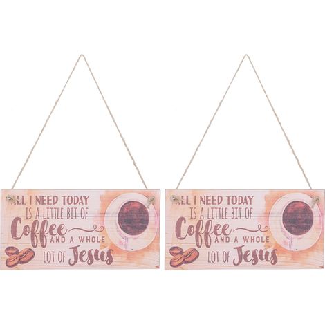Lot de 2 plaques décoratives innovantes à suspendre à une porte, ornées de lettres anglaises, pour café, restaurant ou maison. (1/5)