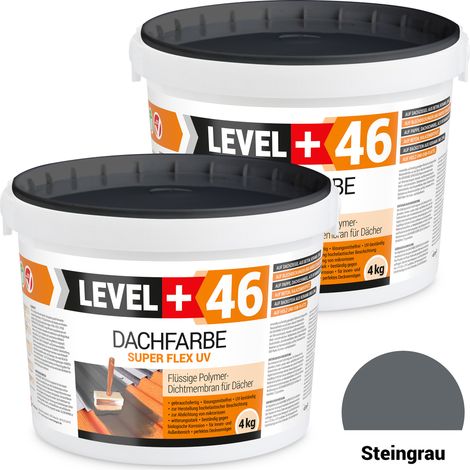 LEVEL+ Dachfarbe Sockelfarbe elastische Dicht-Polymermembrane L+46 STEINGRAU - 8KG