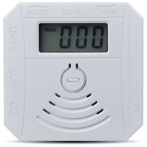 Détecteur de gaz Détecteur de fumée de monoxyde de carbone combiné Détecteur de fumée CO à piles avec écran d'affichage LED Flash Alarme sonore Motif d'avertissement sonore - blanche
