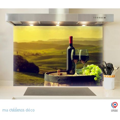 Fond de hotte : Vin rouge sur tonneau - Verre trempé - 90 cm - 60 cm (1/5)