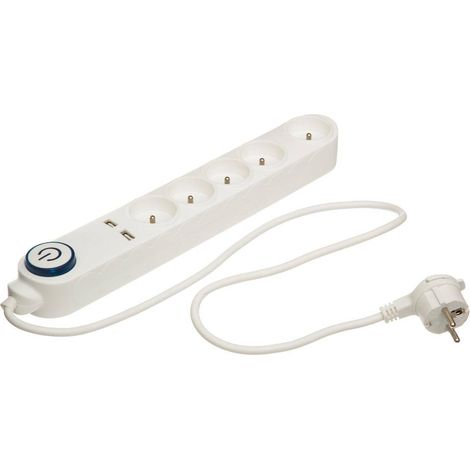 Multiprise 5 prises avec terre et 2 prises usb - 5five (1/5)