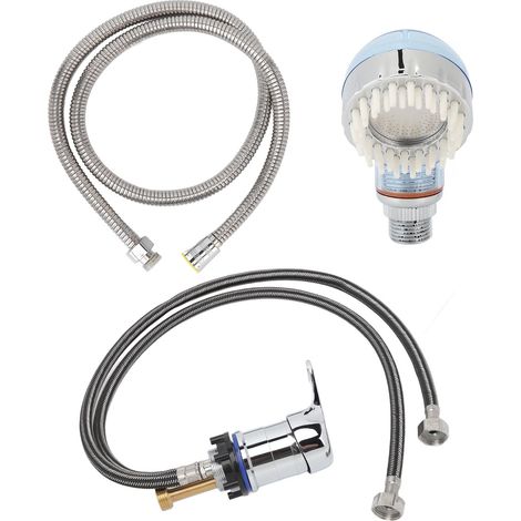 Mitigeur lavabo coiffeur robinet eau chaude froide kit pulvérisateur cheveux salon avec tuyau 70cm flexible 120cm pomme bleue (1/5)
