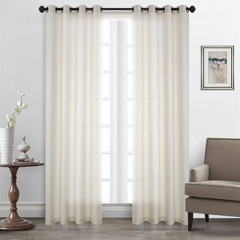 2pcs Rideau en lin avec œillets, rideau moderne pour deux portes de balcon, rideau pour salon chambre à coucher, 107cm160cm Blanc (1/3)