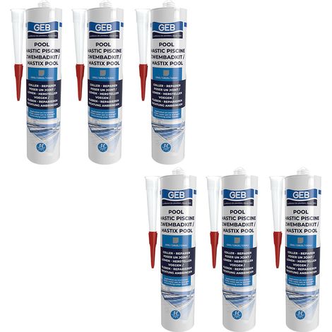 Lot de 6 Mastics piscine POOL qualité professionnelle GRIS 290 ml - GEB (1/4)