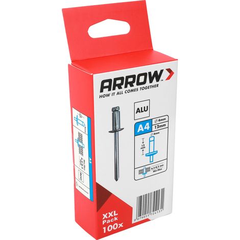 Arrow Blindniete Typ RA Ø 4 x 12 mm Aluminium 100 Stück (1/3)