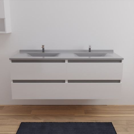 Meuble double vasque ARLEQUIN 140 cm- Vasque Gris- Traverses Gris