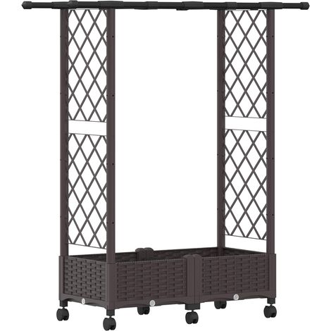 vidaXL Cama elevada con trellis y techo Marrón 122,5 x 40 x 127 cm PP (1/2)