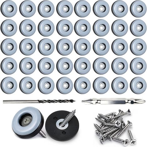 40 Pièces Patins pour Meubles 25mm, Patins pour Chaises Ronds avec Vis INOX et Deux Embouts, Patins Glisseurs pour Pieds de Table et Chaise (1/5)