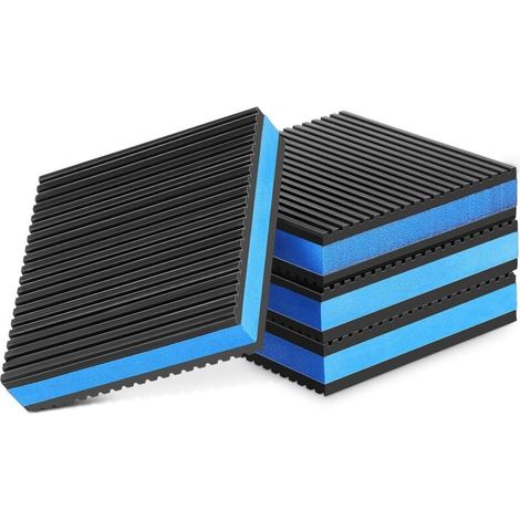 Ensemble de 4 patins anti-vibrations rainurés en caoutchouc pour équipements lourds, amortisseurs de bruit et d'impact, tapis isolants robustes et polyvalents (1/4)