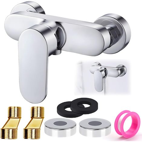 Mitigeur De Douche Avec Sortie De Douche G1/2, Montage Mural, Mitigeur Monocommande, Pour HôTel, Salle De Bain, Argenté (1/5)