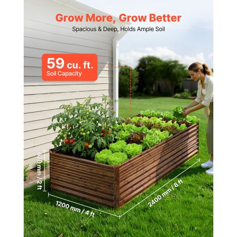 Potager Surélevé Métal 240x120x62 cm Carré Potager Surélevé Rectangulaire Lit de Jardin pour Culture Légumes Fleurs, Fond Ouvert, G… (1/5)