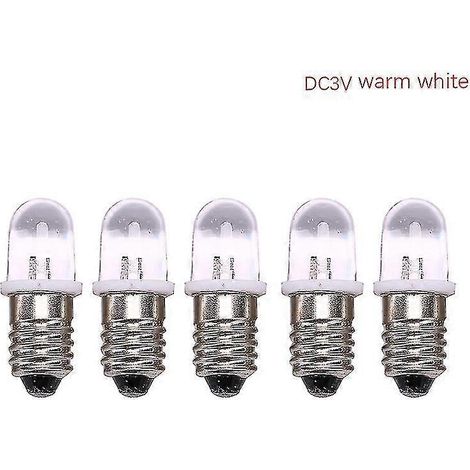 ampoules LED E10, ampoules E10 DC 3V/4,5V pour instruments, ampoules témoins E10, ampoules de lampe torche classiques. (1/5)