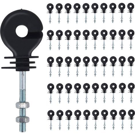 Isolateurs à Visser,50 Pièces isolateur Cloture Electrique Clous d'isolation de clôture électronique Isolateur de Poteau de clôture,Accessoires de clôture électronique,pour Poteau en Bois (1/5)