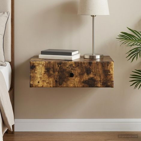 vidaXL Table d'appoint murale Chêne fumé 59 x 34,5 x 17 cm (1/5)