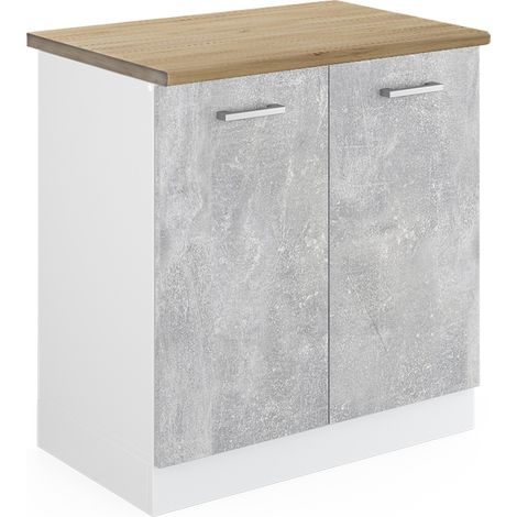 Mobile lavello cucina R-Line, Calcestruzzo, 80 cm , PL Rovere, Vicco