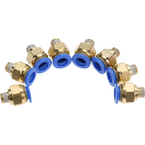 Raccords Pneumatiques - Filetage Mâle Droit - Tuyau Air 8mm - Pour Outils Industriels - Lot De 10 (1/5)