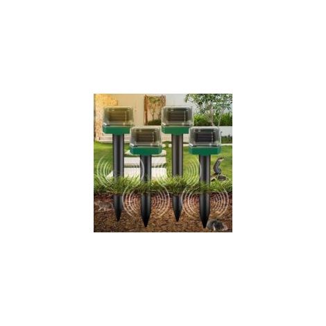 Lot de 4 répulsifs pour animaux à ultrasons IP65 répulsif pour rongeurs solaire à ultrasons pour jardin solaire répulsif pour rongeurs et animaux-BDD- Crezuo (1/4)