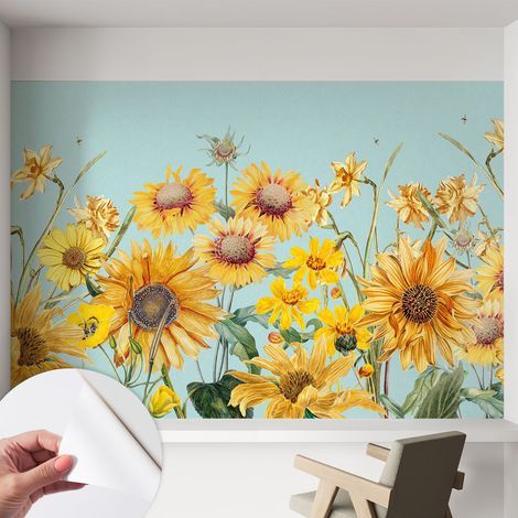 Fotomurale adesivo - Carta da parati adesiva - per la cucina camera da letto per la soggiorno - Giardino estivo 152x104 cm (1/5)