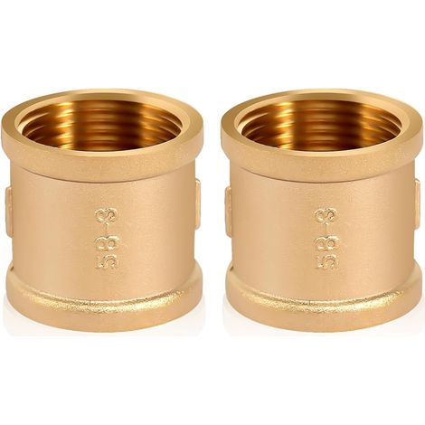 Manchon En Laiton 1 Pouce, 2 Pièces Mamelon Double 1" Ig/Ig Manchon Laiton, Filetage Interne Connecteur Laiton Adaptateur Double Manchon Raccord Mamelon 1 Pouce Connecteur Pour Raccordement De Tuyau (1/5)