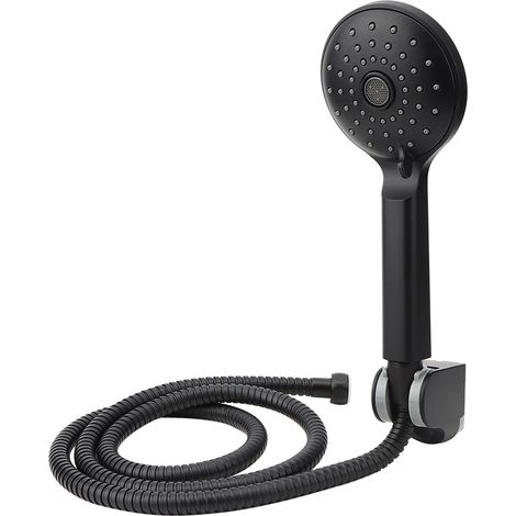 Pommeau de douche à main noir mat avec support de pommeau de douche support tuyau outils de salle de bain (1/5)