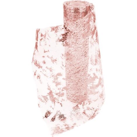 Chemin de table à motif de feuilles or rose, 28 cm x 10 m, chemin de table en polyester, décoration de table avec bande métallique, idéal pour les fêtes. (1/5)