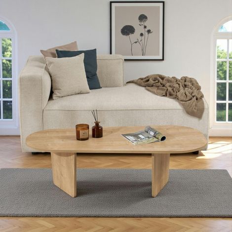 Table basse design organique effet bois, pieds obliques MARFA (1/5)