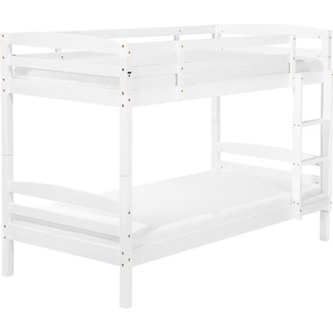 Litera de madera de pino blanca 90 x 200 cm listones habitación infantil Regat