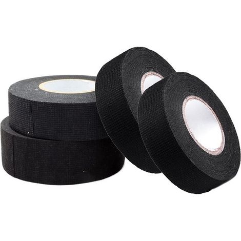 4 piezas, Cinta, Resistente al calor, 19 mm x 15 m, Negra, Cinta autoadhesiva, Tela adhesiva ignífuga, Cinta aislante, vehículos y camiones (1/5)