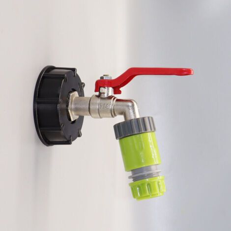 Robinet IBC 1/2 pouce robinet de jardin IBC adaptateur de robinet de sortie de conteneur S60x6, robinet de sortie à bille en laiton antigel pour accessoires de réservoir d'eau de (1/4)