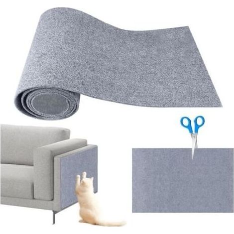 Protection Canape Chat Anti Griffe 40×200 cm,DIY Protege Canape Griffe Chat,Griffoir Chat Canapé Auto-adhésifs,Gris clair (1/4)