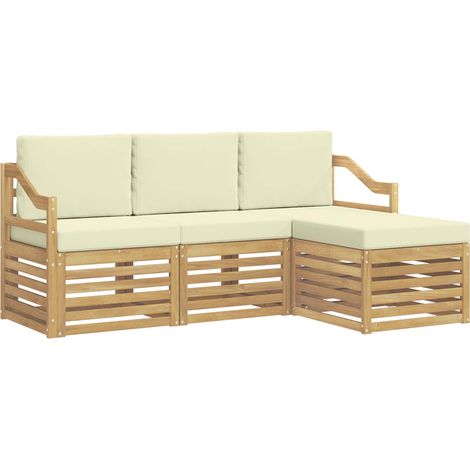 Set di divani da esterno 4 pz Salotto da Giardino Bianco e Crema (1/5)