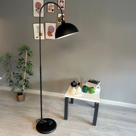 Moderne Stehlampe aus Schwarz Metall mit Beweglichem Kopfteil, E27-Sockel, Moderne Stehlampe für Wohnzimmer oder Schlafzimmer