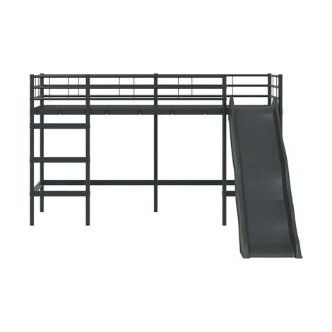 Lit superposé pour enfants (avec toboggan), noir et anthracite, idéal chambre à coucher, style moderne, montage simple (1/5)