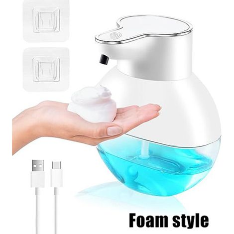 Automatischer Seifenspender, Geschirrspülmittelspender, 450 ml, USB-aufladbar, IPX4 wasserdicht, weiß.