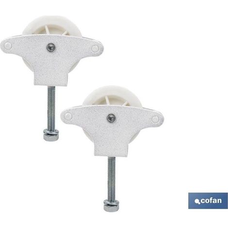Poulies en acier inoxydable et polyamide Ø4x7x1cm coloris blanc (Pack de 2) (1/3)