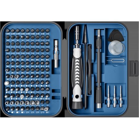 Jeu de tournevis de précision 130 en 1 avec 120 positions, kit de réparation magnétique avec mini étui intégré pour appareils électroniques, iPhone, bijoutiers, machines de jeu, bleu marine