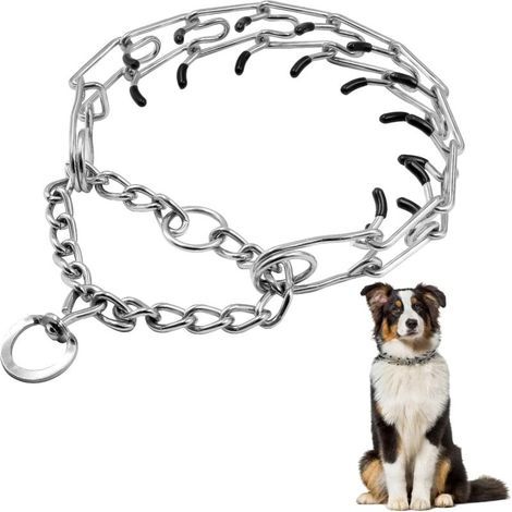 Adjustable Training Collar for Pets, Stainless Steel Dog Collar with Rubber Tip (Silver-L) (1/5)