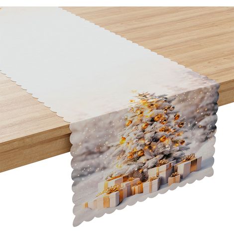 Tovaglia impermeabile con albero di Natale dorato, 38x160 cm (1/4)
