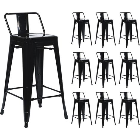 10er-Pack stapelbare Industriehocker aus Stahl, 41 x 41 x 85 cm, Thinia Home
